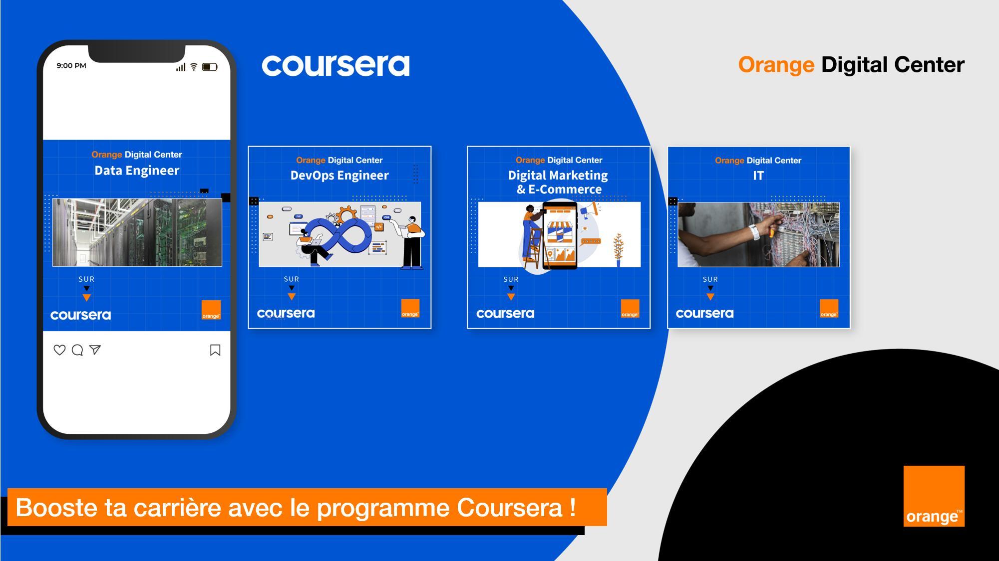 Orange Digital Center et Coursera s'associent pour offrir des formations certifiantes gratuites sur les nouveaux métiers du numérique 