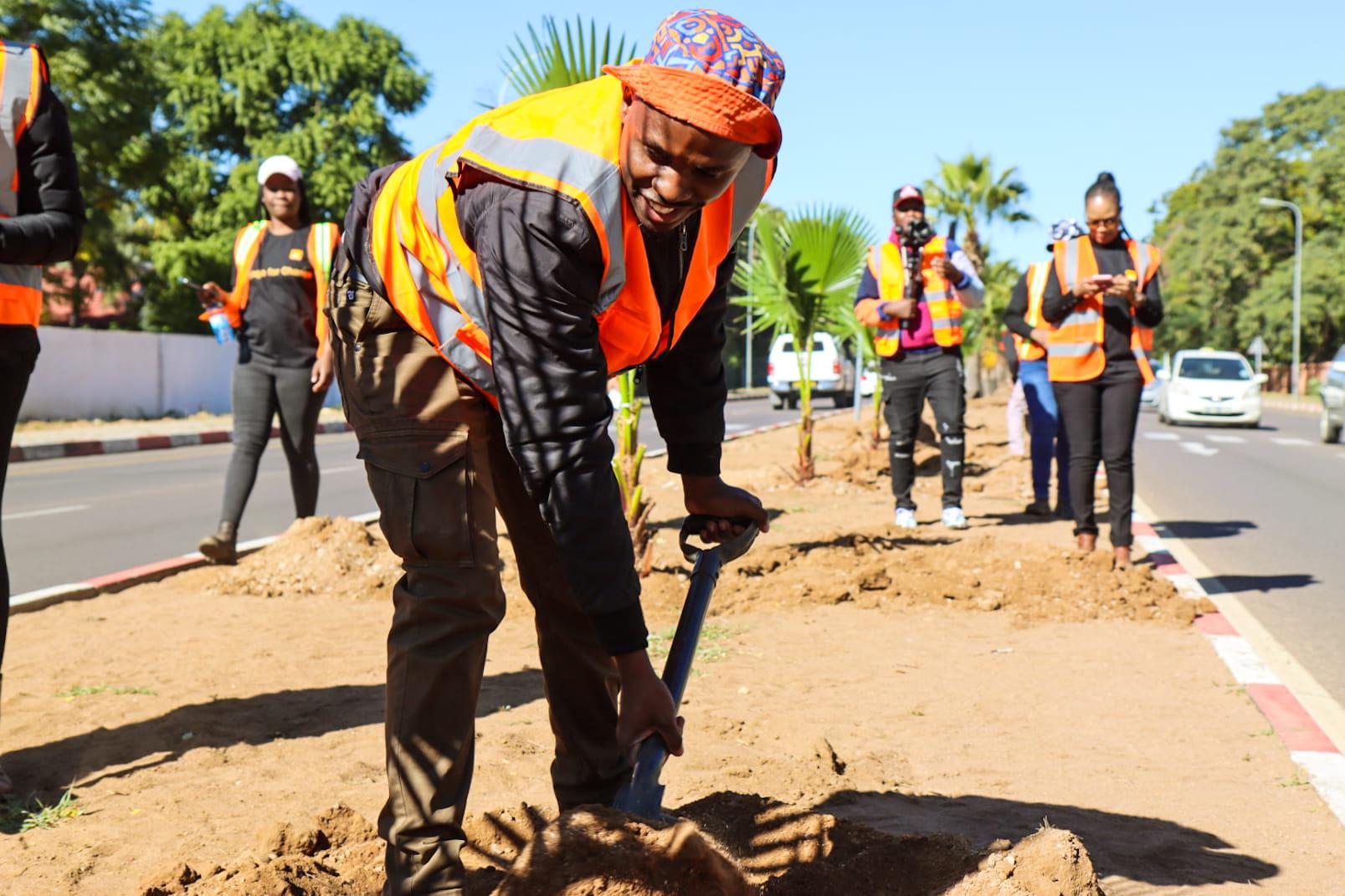 Orange Botswana Employees Plant 100 Trees Along Segoditshane Road in Gaborone for World Environment Day