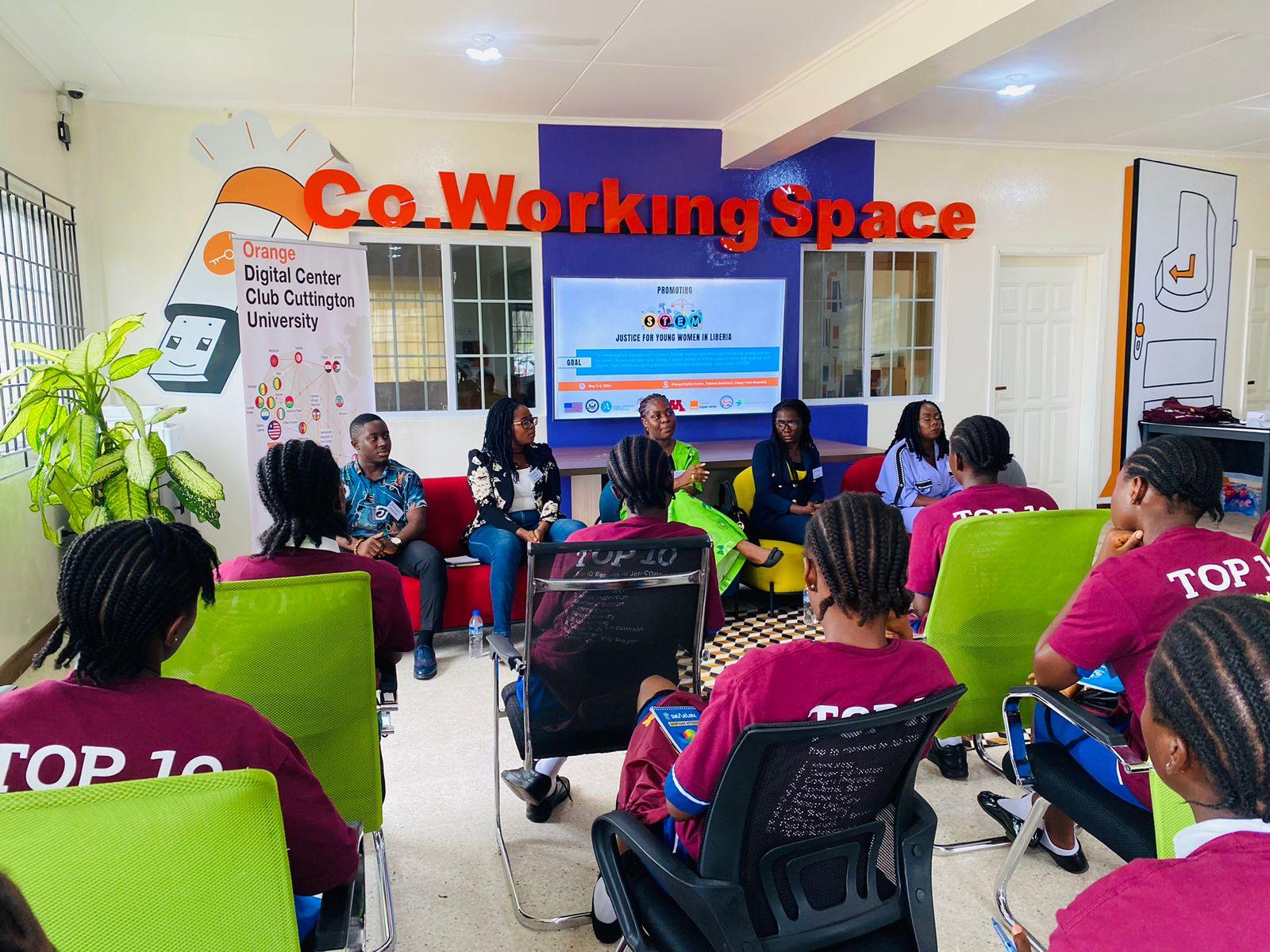 Cross-section of the panel of Liberia women champions in the STEM space serving as motivational speakers.<br>